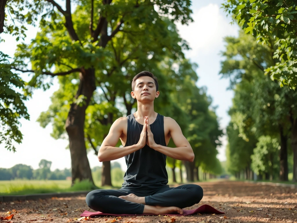 O persoană meditând în natură